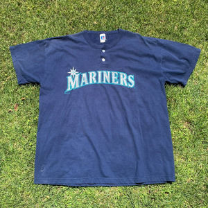 Vintage Russel Athletic 1997 Seattle Mariners Cotton Jersey Henley Men's XL